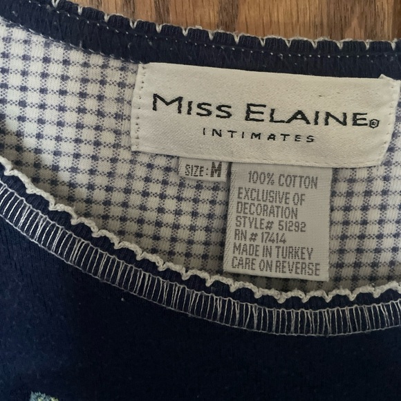 MISS ELAINE Woman Nightgown Long Sleeve Gown Blue Size Medium - Picture 2 of 3